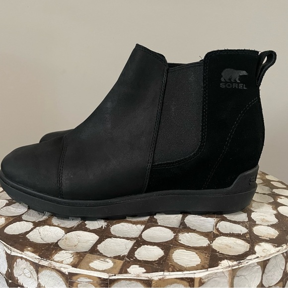 Sorel Shoes - Sorel Women’s Evie II Chelsea Boots Black Suede Leather Ankle Booties Size 10
